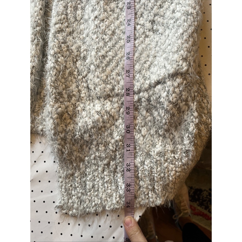 Soft Cozy Bouclé Hooded Open Cardigan Sweater Gray Small Lounge Layer - Picture 9 of 11